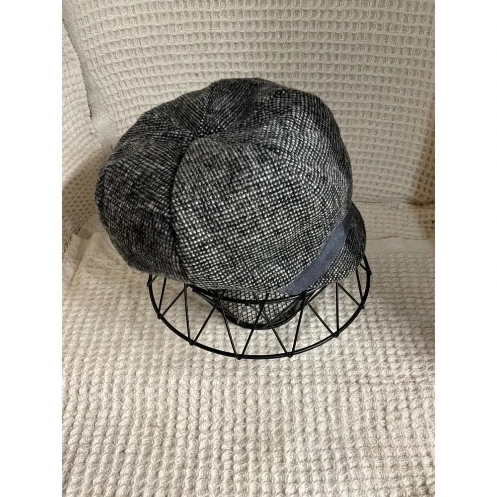 Dark Academia Womens Unbranded Newsboy Cap One Size Grey Tweed Bow Hat